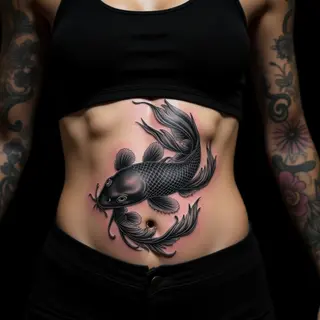 Stunning XL Koi Fish Tattoo Design & Meaning (Black and Grey)