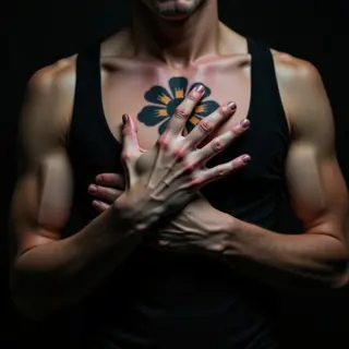 Tiny Trash Polka Chest Tattoos for Men