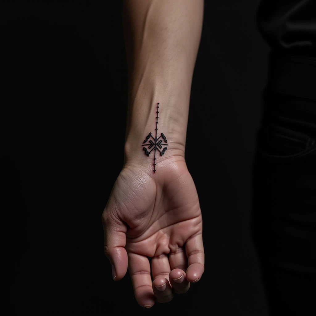 Small Dotwork Purple Wrist Tattoo for Men