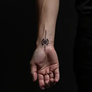 Small Dotwork Purple Wrist Tattoo for Men