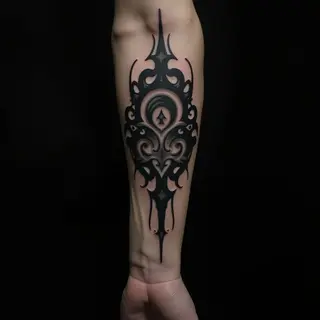 Gothic Boy Forearm Tattoo: A Black & Grey Masterpiece