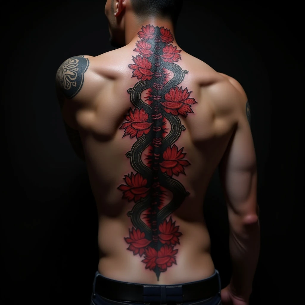 Black and Red Japanese Spine Tattoos: Style & Inspiration