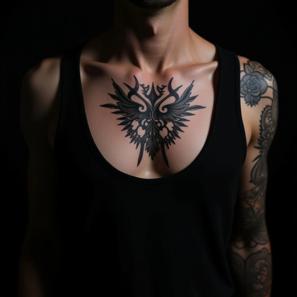 Powerful Blackwork Chest Tattoos for Men