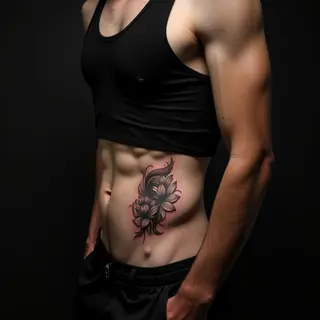 Electric Blackwork Dad & Son Tattoos on the Stomach