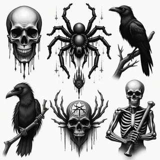 Dark Flash Sheet: Horror Tattoo Designs
