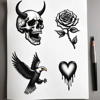 Classic Blackwork Flash Sheet Designs
