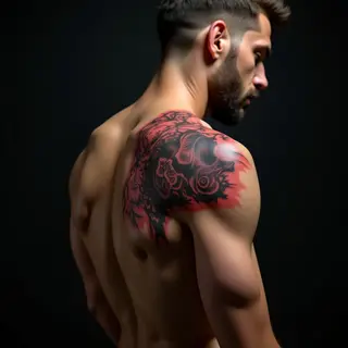 Illustrative Shoulder Tattoos for Men: Bold Blackwork Designs