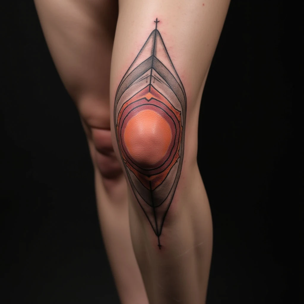 Fiery Fine Line Knee Tattoos: Blackwork Inspiration