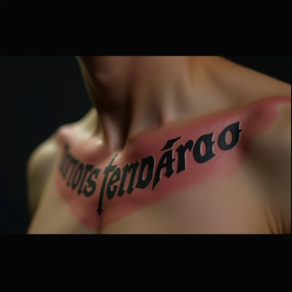 Stencil Collarbone Band Tattoo Design | Blackwork Inspiration