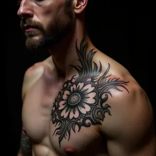 Neo-Traditional Collarbone Tattoos for Men