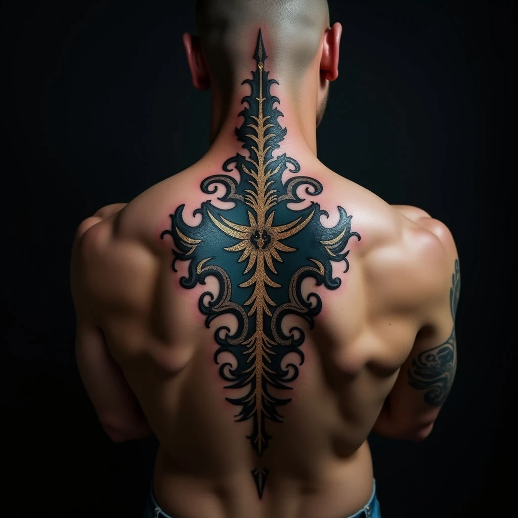 Powerful Ornamental Spine Tattoos for Men