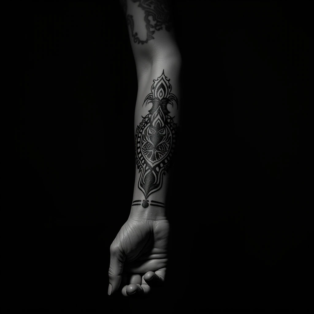 Blackwork Traditional Wrist Sleeve Tattoo Ideas