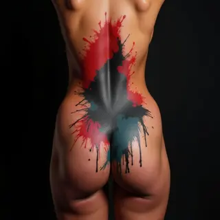 Bold Trash Polka Hip Tattoos: XXL Black, Red & Blue Designs