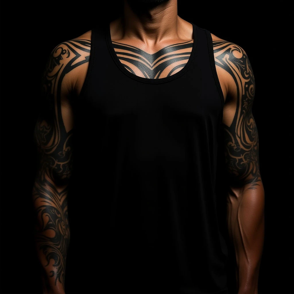 Bold Neon Tribal Arm Sleeve Tattoos for Black Men - Inspiration Guide