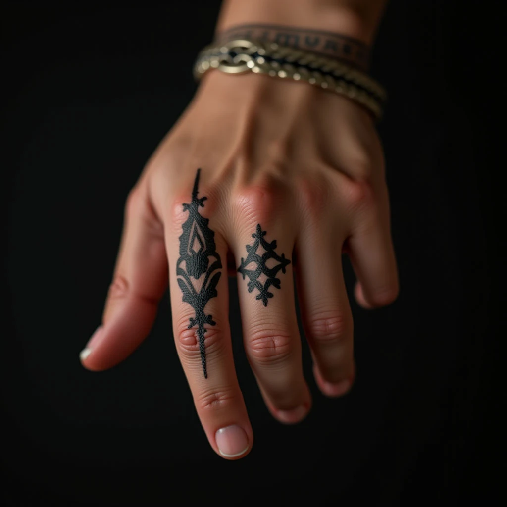 Borneo Tribal Finger Tattoos: Minimalist Orange Designs & Meaning