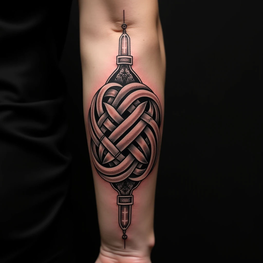 Pink Biomechanical Celtic Knot Tattoos for Women