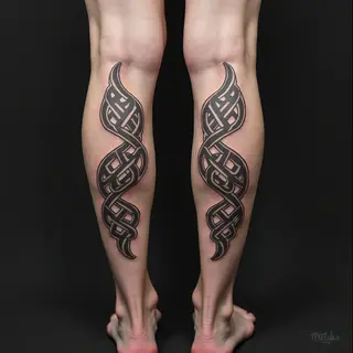 Intricate Celtic Warrior Knotwork Leg Tattoo Design