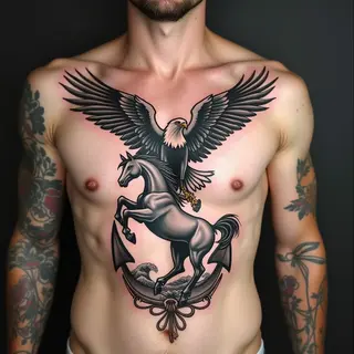 Detailed Traditional American Chest Piece