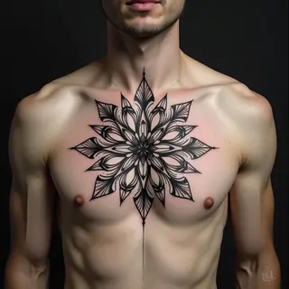 Geometric Mandala Chest Tattoo Design