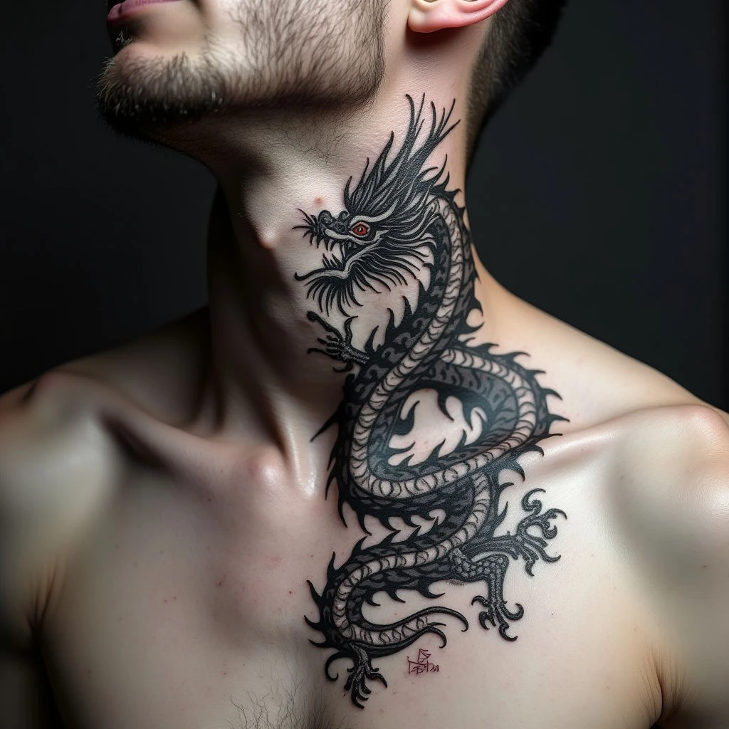 The Meaning and Design of Chinese Symbol Neck Tattoos for Men