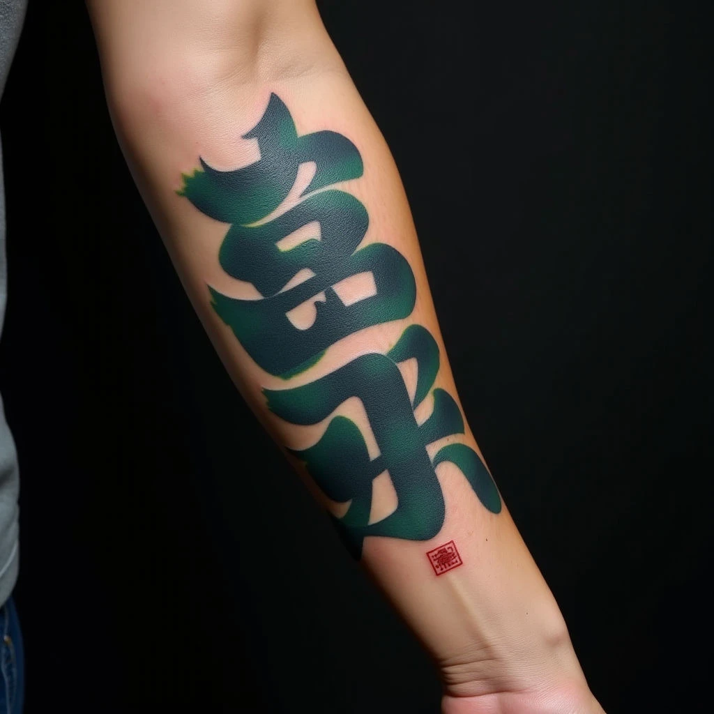 Abstract Japanese Kanji Tattoo Ideas for Forearms