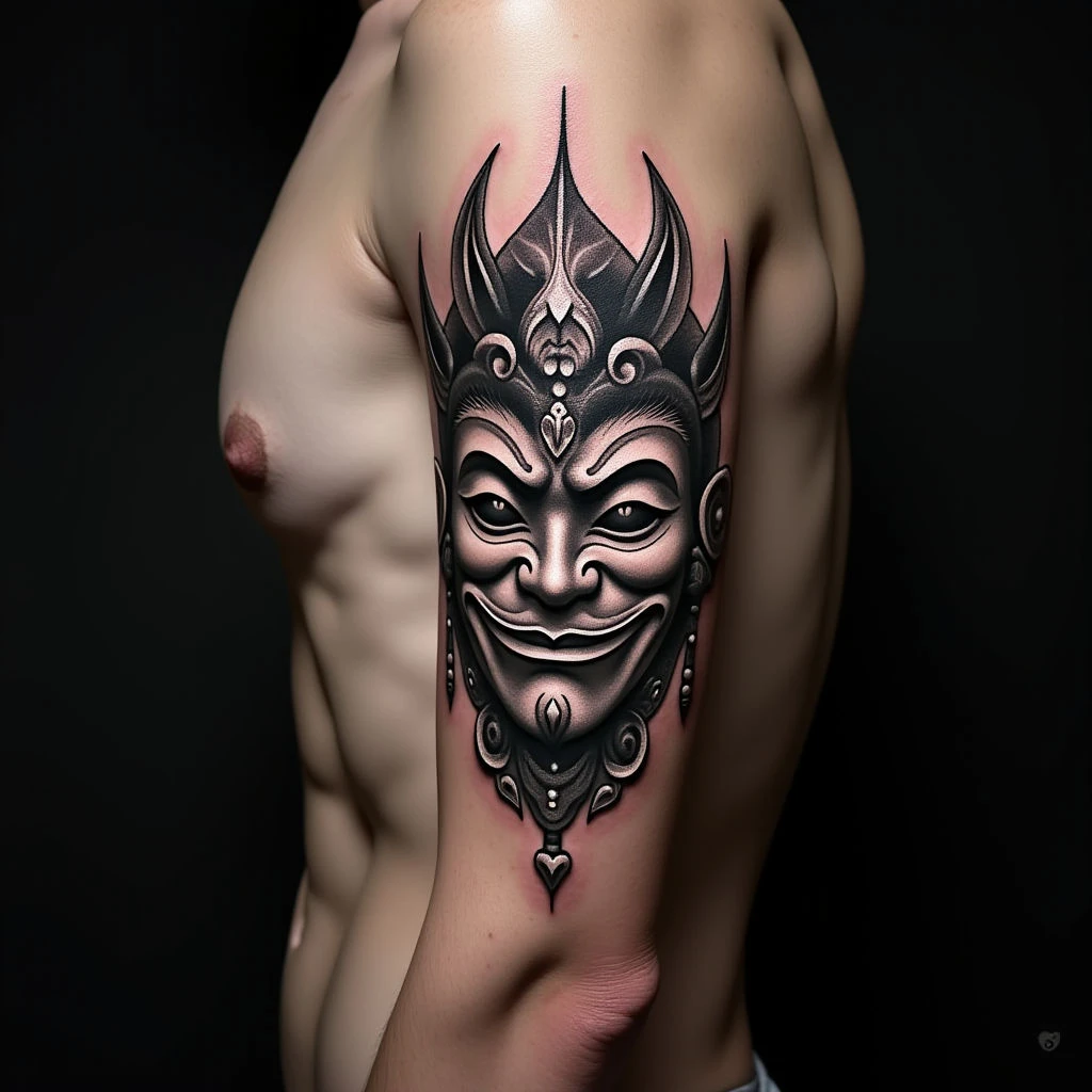 Japanese Masks Tattoos: Meanings & Blackwork Inspiration