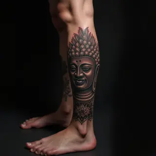 Neo-Traditional Buddha Tattoo on Leg: Meaning & Design Ideas