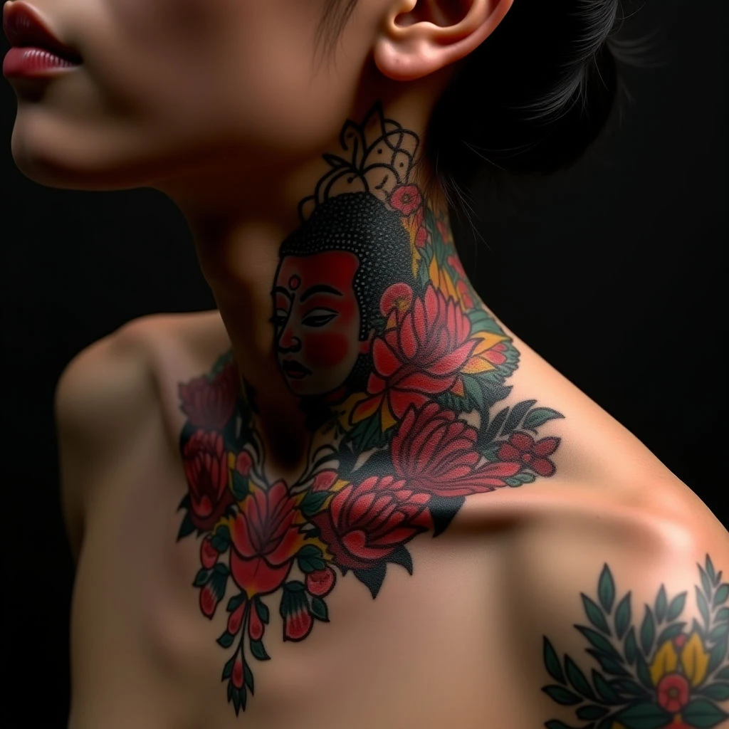 Geometric Buddha Neck Tattoos for Men: Powerful Designs