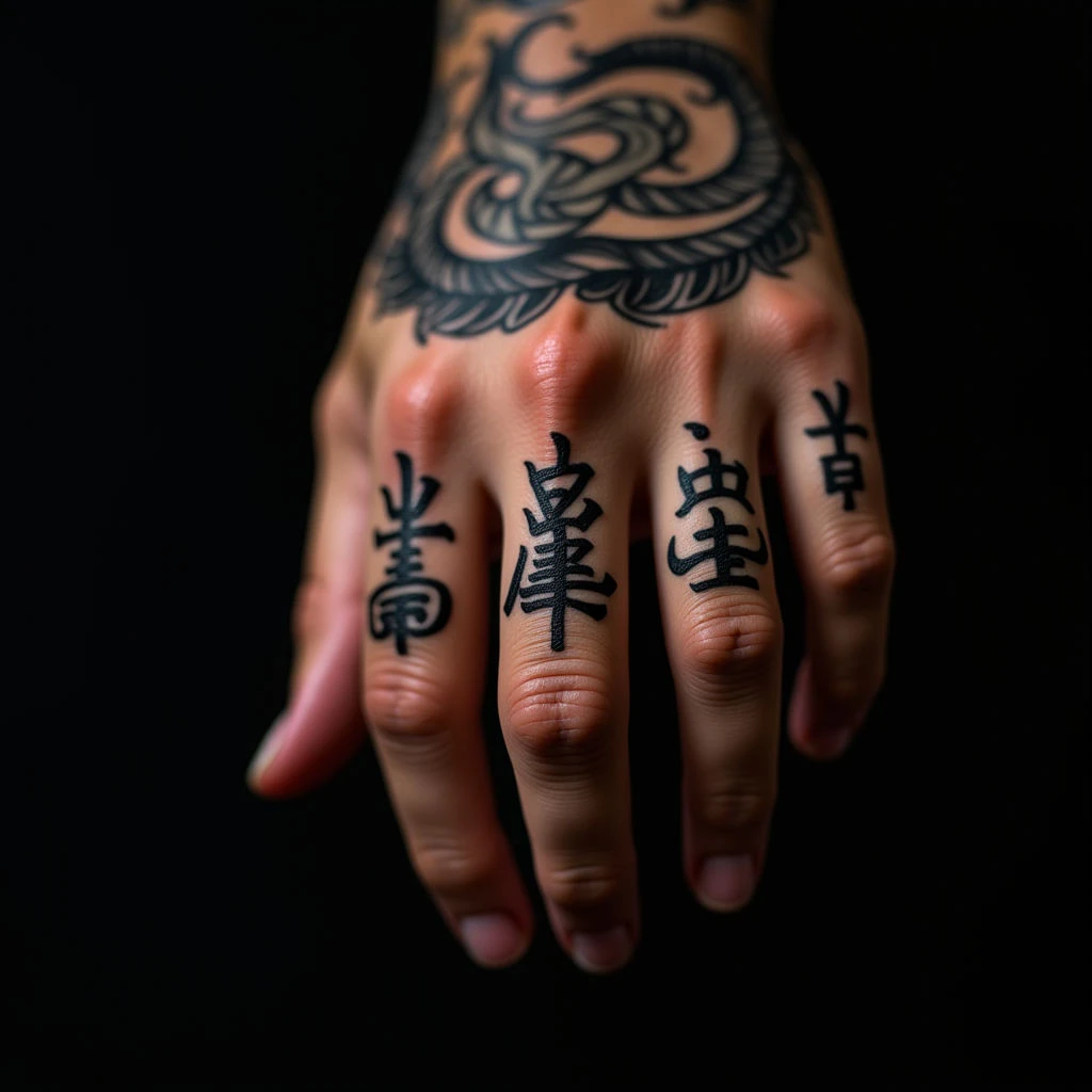 Gothic Kanji Finger Tattoos: Powerful & Dark Designs