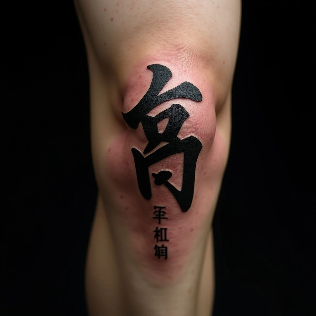 Gothic Kanji Tattoos for the Knee: Copper Ink & Meaning