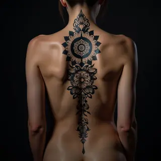 Korean Name Tattoo Design: Mandala on Spine