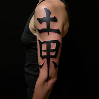 Powerful Japanese Symbols: Linework Arm Tattoos