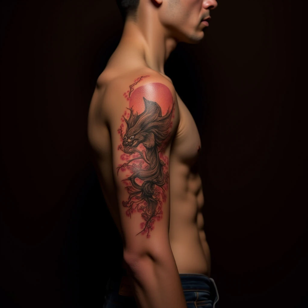 Tiny Japanese Koi Fish Tattoo on Arm - New School Style