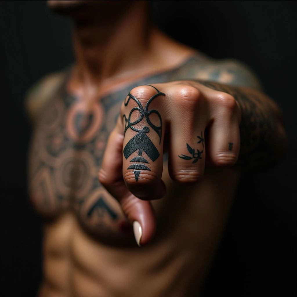 Orange Tribal Finger Tattoos: A Chinese Design Inspiration
