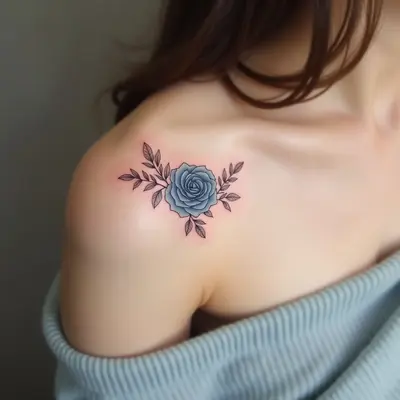 Elegant Rose Collarbone Tattoo Design