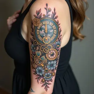 Two Clock Tattoo Designs for Women: Symbolic Timelines
