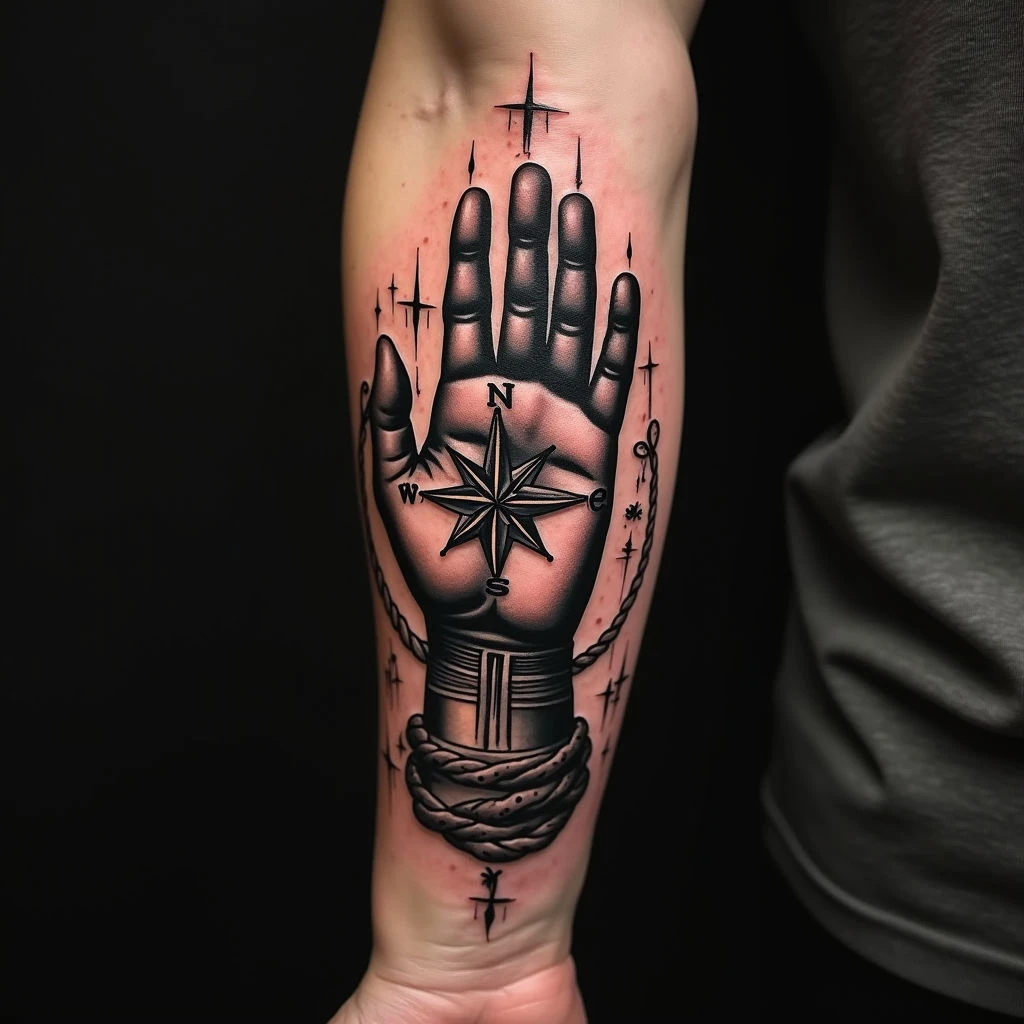 Compass Hand Tattoo Ideas for Men: Navigation & Direction