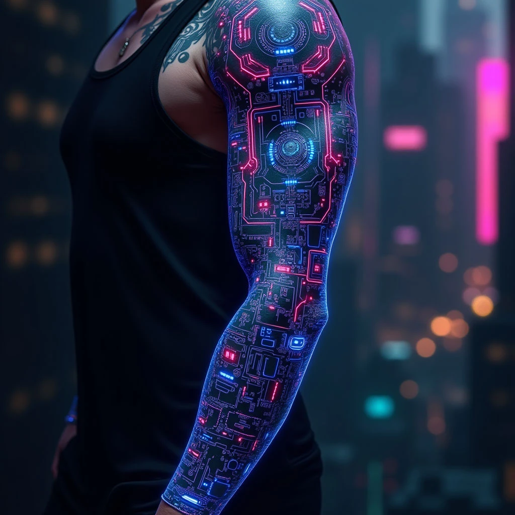 Cool Tattoo Arm Sleeve Ideas: Cyberpunk Visions & Tech Designs