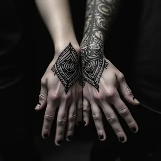Couple Tattoo Ideas on Your Hand: Bold Statements in Blackwork