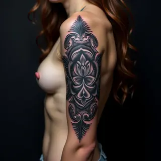 XXL Ornamental Cover-Up Tattoos for Upper Arms | Black, Grey & Blue Designs