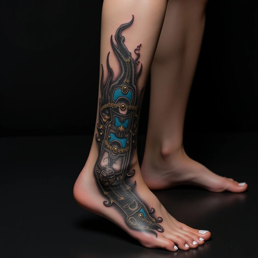 Foot Cover-Up: Stunning Biomechanical Tattoo Ideas for Girls