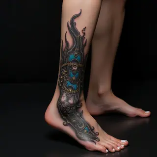 Foot Cover-Up: Stunning Biomechanical Tattoo Ideas for Girls