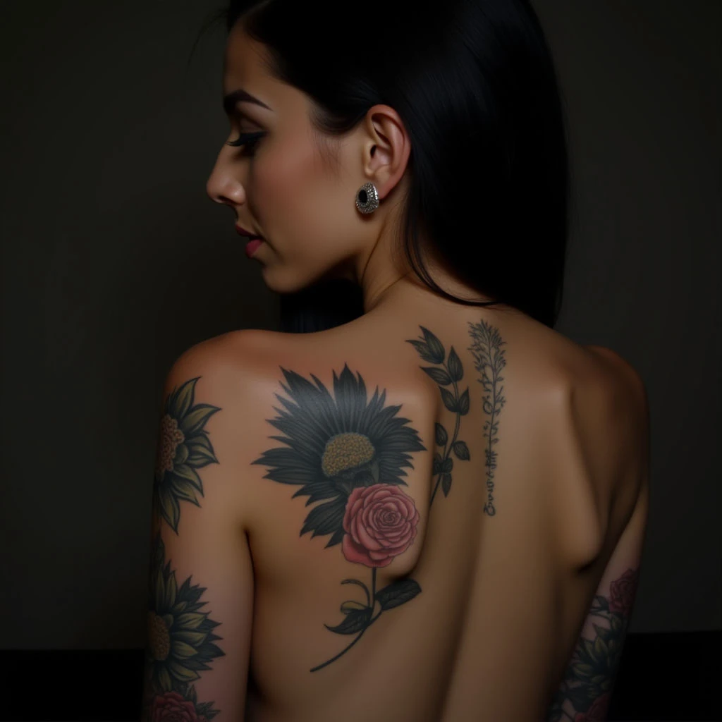 Tiny Illustrative Sleeve Cover-Up Ideas Behind the Ear