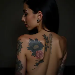 Tiny Illustrative Sleeve Cover-Up Ideas Behind the Ear