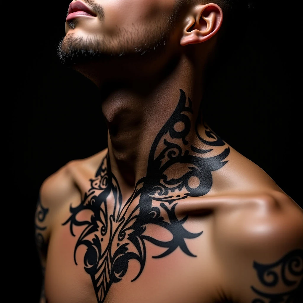 Gothic Neck Tattoo Cover-Up for Men