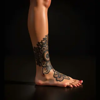 Realistic Foot Cover-Up Tattoos for Women (Blue & Gold)
