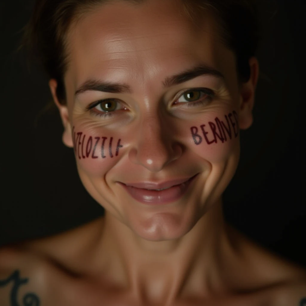 Face Cover Up Tattoos with Lettering: Red & Brown Designs