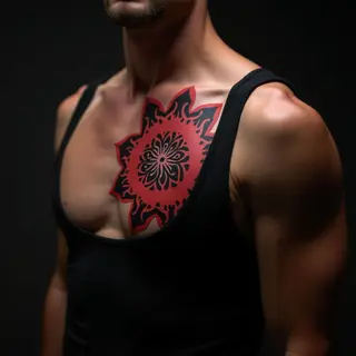 Red & Black Mandala Chest Cover-Up Tattoo Transformation