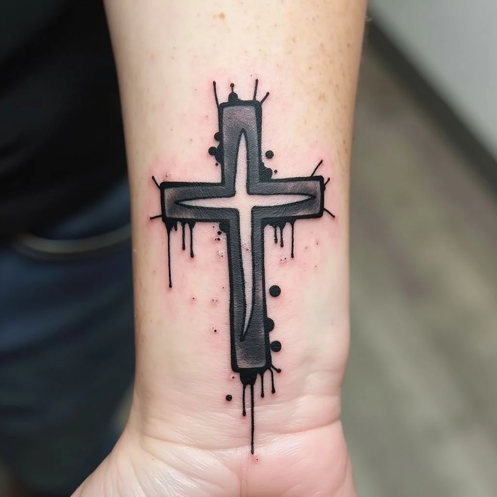 Cross Wrist Tattoo Ideas: Street Art & Graffiti Style
