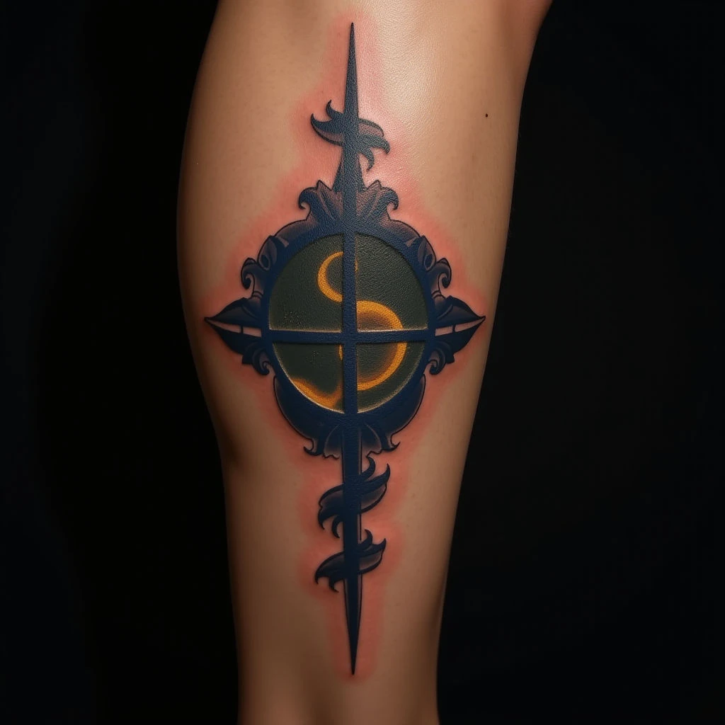 Unique Couple Tattoos: Realism, Blue & Gold Leg Designs